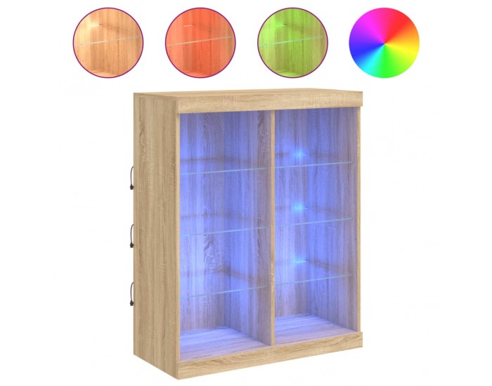Sonata H Сайдборд с LED светлини, сонома дъб, 81x37x100 см