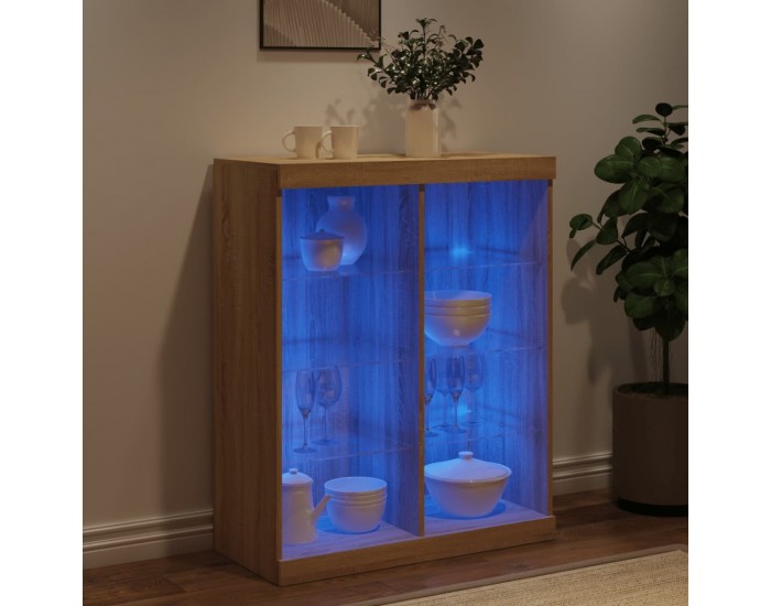 Sonata H Сайдборд с LED светлини, сонома дъб, 81x37x100 см