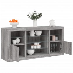 Sonata H Сайдборд с LED светлини, сив сонома, 142,5x37x67 см - Corpuri, vitrine, biblioteci modulare