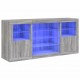 Sonata H Сайдборд с LED светлини, сив сонома, 142,5x37x67 см