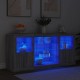 Sonata H Сайдборд с LED светлини, сив сонома, 142,5x37x67 см