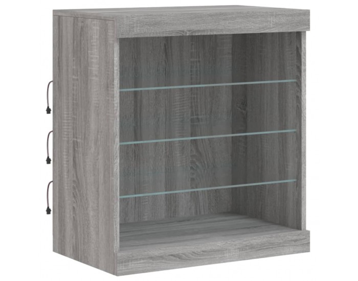 Sonata H Сайдборд с LED светлини, сив сонома, 142,5x37x67 см