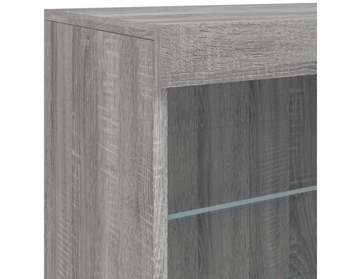 Sonata H Сайдборд с LED светлини, сив сонома, 142,5x37x67 см