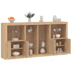 Sonata H Сайдборд с LED светлини, сонома дъб, 202x37x100 см - Corpuri, vitrine, biblioteci modulare