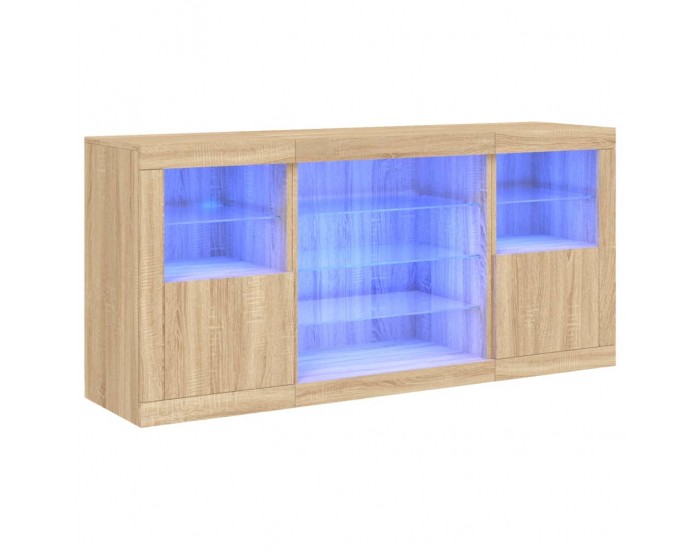 Sonata H Сайдборд с LED светлини, сонома дъб, 142,5x37x67 см