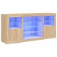 Sonata H Сайдборд с LED светлини, сонома дъб, 142,5x37x67 см