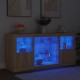 Sonata H Сайдборд с LED светлини, сонома дъб, 142,5x37x67 см