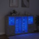 Sonata H Сайдборди с LED осветление, 3 бр, бетонно сив, инженерно дърво