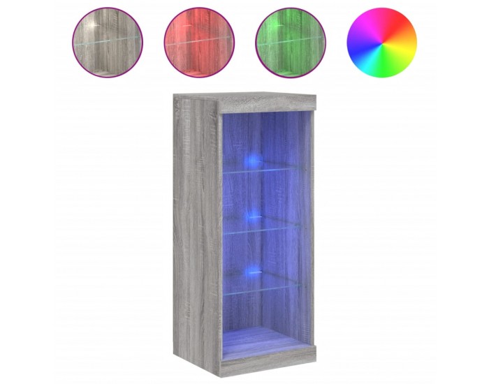 Sonata H Сайдборд с LED светлини, сив сонома, 41x37x100 см