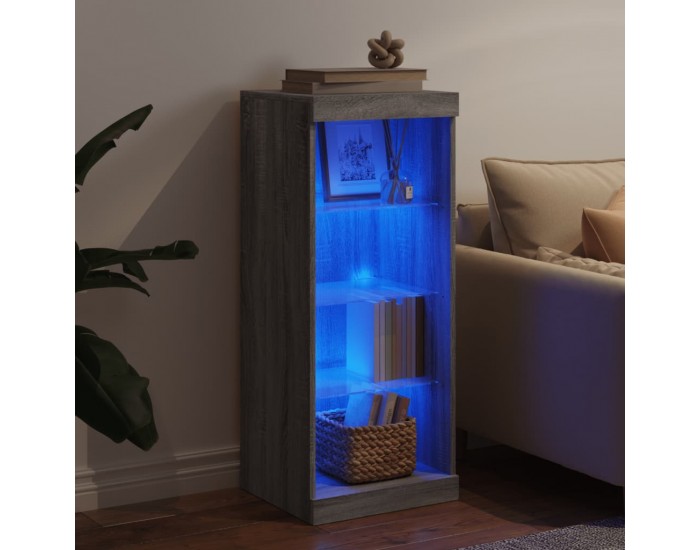 Sonata H Сайдборд с LED светлини, сив сонома, 41x37x100 см