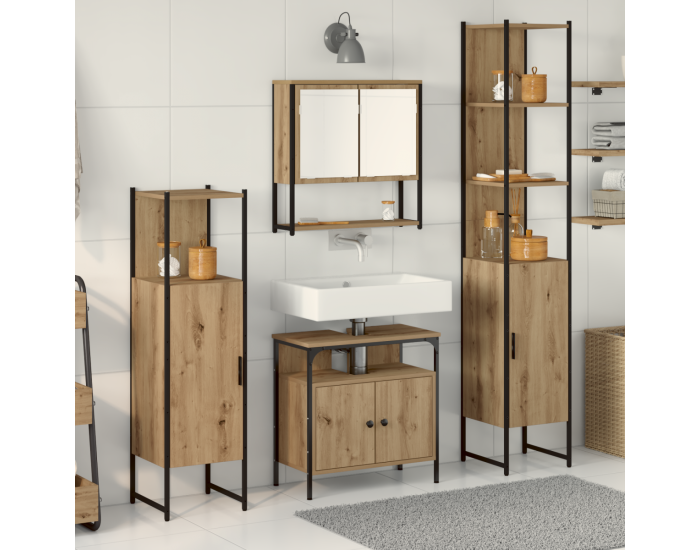 Sonata H Комплект мебели за баня от 4 части Дъб Artisan Инженерна дървесина