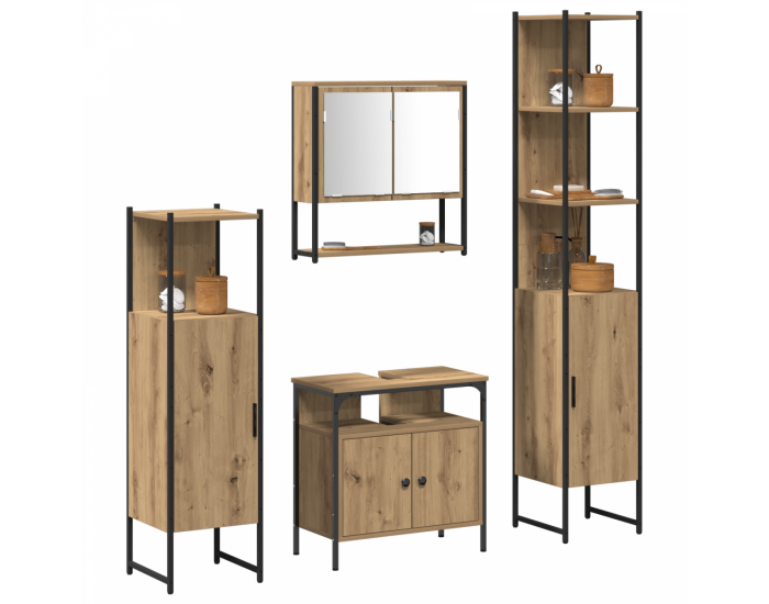 Sonata H Комплект мебели за баня от 4 части Дъб Artisan Инженерна дървесина