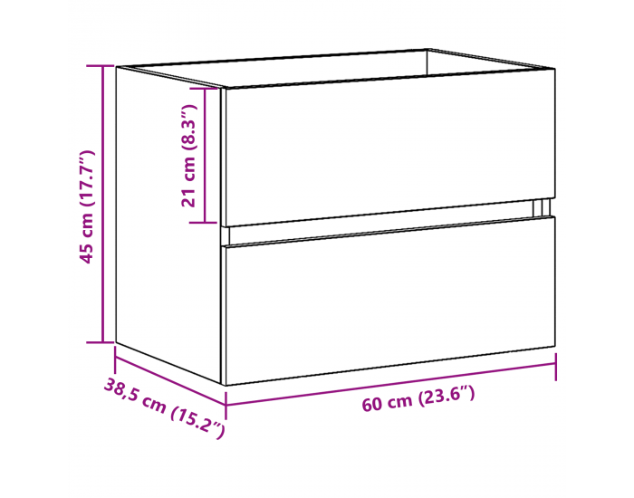 Sonata H Чекмедже за мивка Черен дъб 60x38,5x45 см Инженерна дървесина