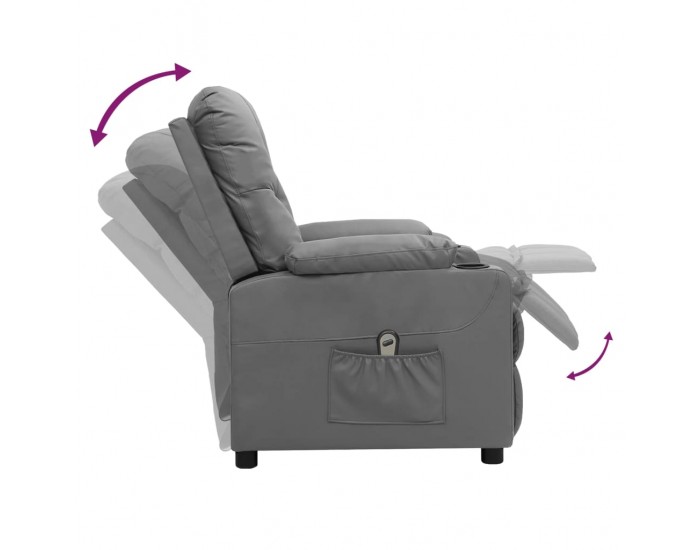 Sonata H Електрически реклайнер стол, сив, изкуствена кожа