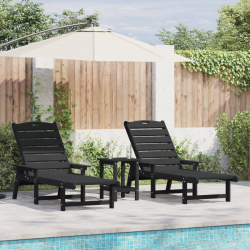 Sonata H легло за слънце 2 бр Черно 162x53x98,5 см HDPE - Șezlonguri