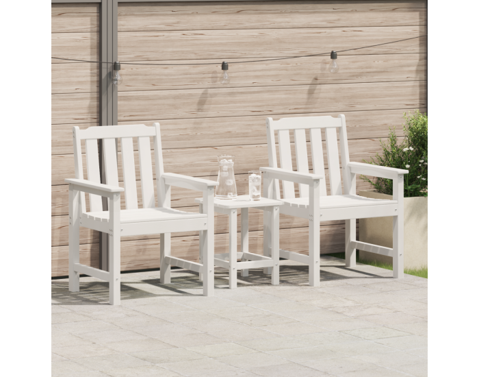 Sonata H Градински Dining Chairs 2 бр Бял HDPE