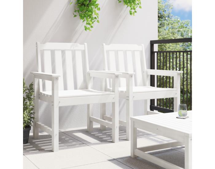 Sonata H Градински Dining Chairs 2 бр Бял HDPE