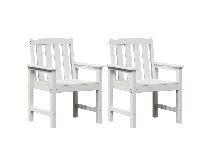 Sonata H Градински Dining Chairs 2 бр Бял HDPE
