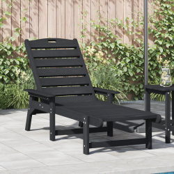 Sonata H Слънчев шезлонг Черен 53x162x98.5 см HDPE - Scaune de grădină