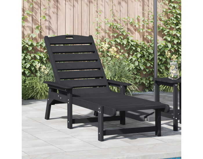 Sonata H Слънчев шезлонг Черен 53x162x98.5 см HDPE