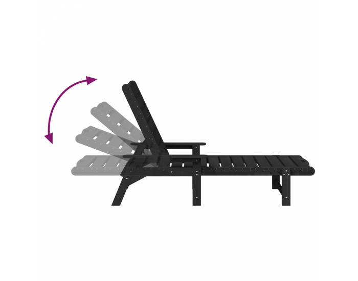 Sonata H Слънчев шезлонг Черен 53x162x98.5 см HDPE