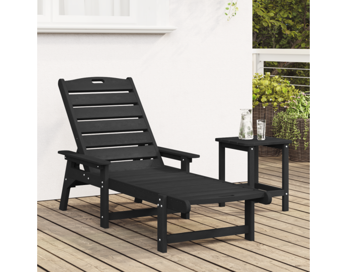 Sonata H Слънчев шезлонг Черен 53x162x98.5 см HDPE