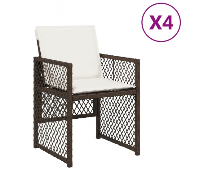 Sonata H Градински столове с възглавници, 4 бр, кафяви, полиратан
