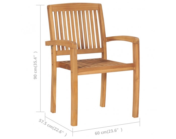 Sonata H Стифиращи градински столове с възглавници 6 бр тик масив