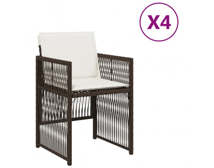 Sonata H Градински столове с възглавници, 4 бр, кафяви, полиратан