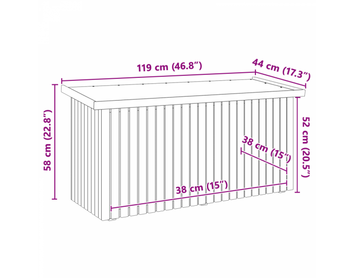 Sonata H Кутия за съхранение 119x44x58.5 см Третирано борово дърво