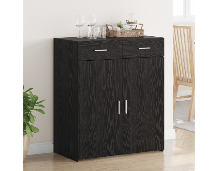 Sonata H съхранителен шкаф Черно дъбово 80x42.5x93.5 см Инженерна дървесина
