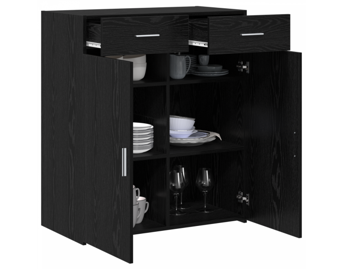 Sonata H съхранителен шкаф Черно дъбово 80x42.5x93.5 см Инженерна дървесина