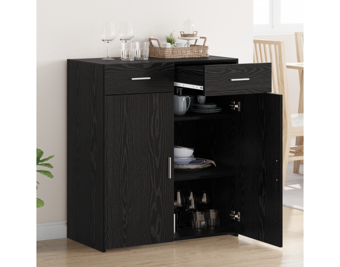 Sonata H съхранителен шкаф Черно дъбово 80x42.5x93.5 см Инженерна дървесина