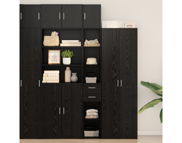 Sonata H Slim Storage Cabinet Черен дъб 30x42.5x225 см Обработена дървесина