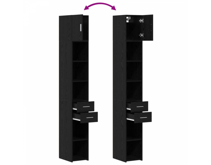 Sonata H Slim Storage Cabinet Черен дъб 30x42.5x225 см Обработена дървесина