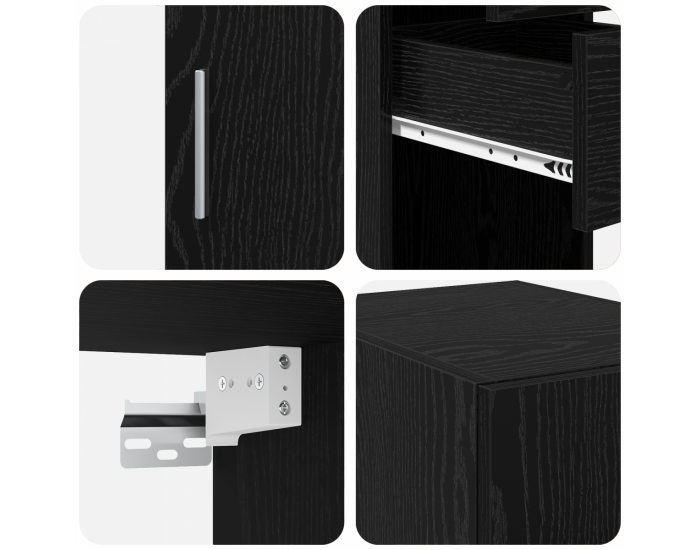 Sonata H Slim Storage Cabinet Черен дъб 30x42.5x225 см Обработена дървесина