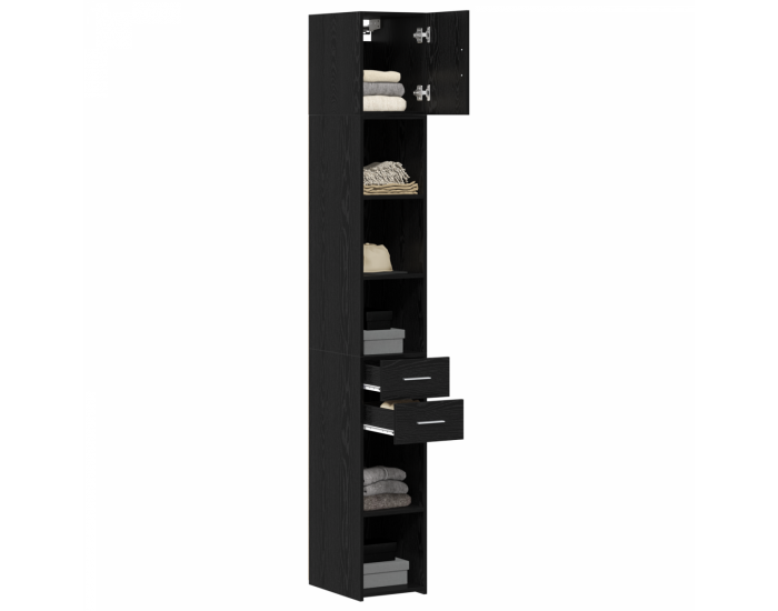 Sonata H Slim Storage Cabinet Черен дъб 30x42.5x225 см Обработена дървесина