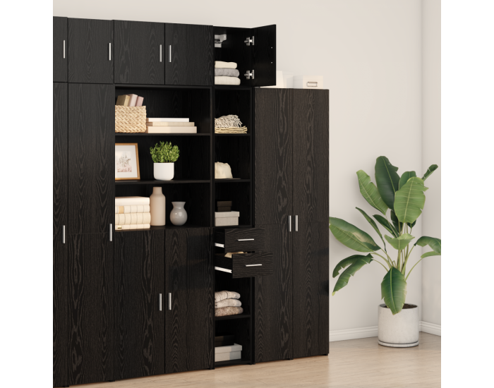 Sonata H Slim Storage Cabinet Черен дъб 30x42.5x225 см Обработена дървесина