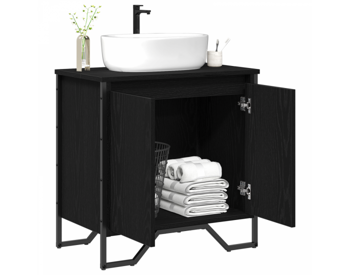 Sonata H Шкаф за мивка в баня Черен дъб 60x35x60 см Инжекционно дърво