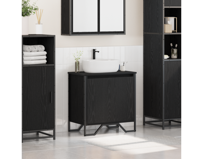 Sonata H Шкаф за мивка в баня Черен дъб 60x35x60 см Инжекционно дърво