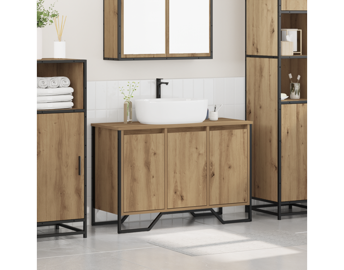 Sonata H Шкаф за мивка Масивен дъб 91x35x60 см Инженерна дървесина