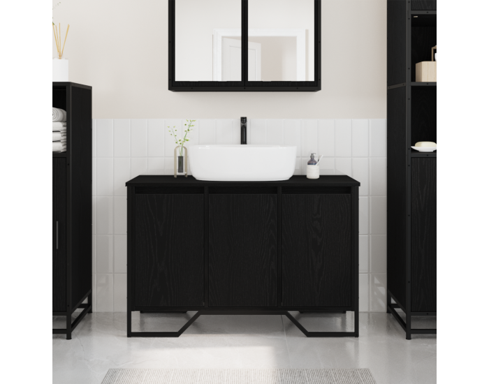Sonata H Кабинет за мивка Черен дъб 91x35x60 см Инженерна дървесина