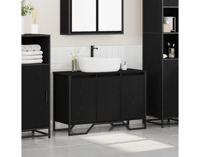 Sonata H Кабинет за мивка Черен дъб 91x35x60 см Инженерна дървесина