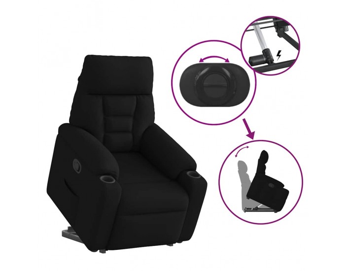 Sonata Fotoliu rabatabil cu ridicare pe verticală, negru, textil