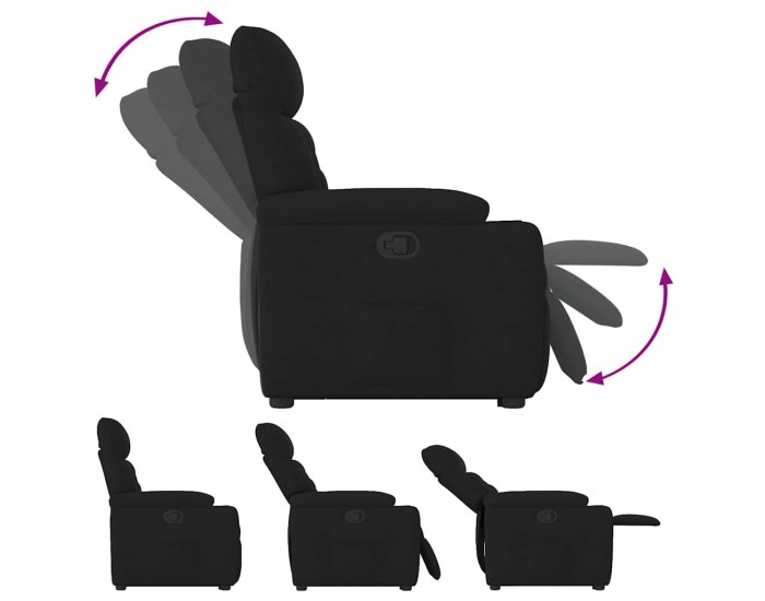 Sonata Fotoliu rabatabil cu ridicare pe verticală, negru, textil
