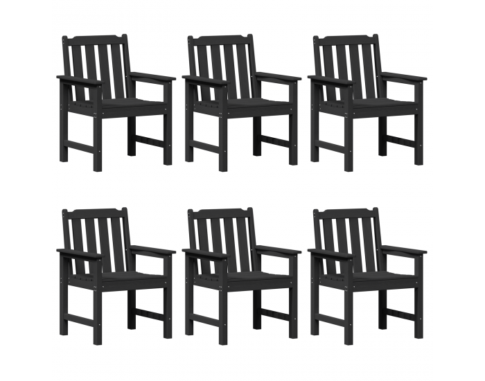 Градински столове Sonata H 6 бр Черен 65,5x55,5x88 см HDPE