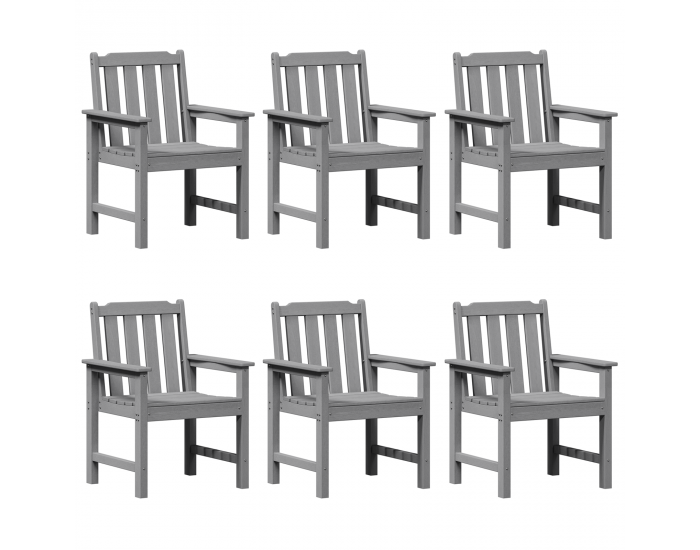Градински столове Sonata H 6 бр светлосиво 65.5x55.5x88 см HDPE