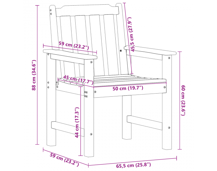 Градински столове Sonata H 6 бр светлосиво 65.5x55.5x88 см HDPE