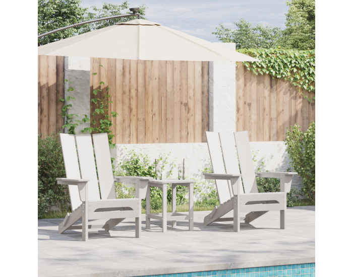Сгъваеми столове Adirondack 2 бр Бял 74.5x80.5x90 см HDPE