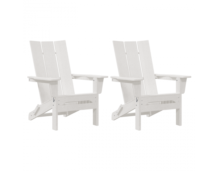 Сгъваеми столове Adirondack 2 бр Бял 74.5x80.5x90 см HDPE